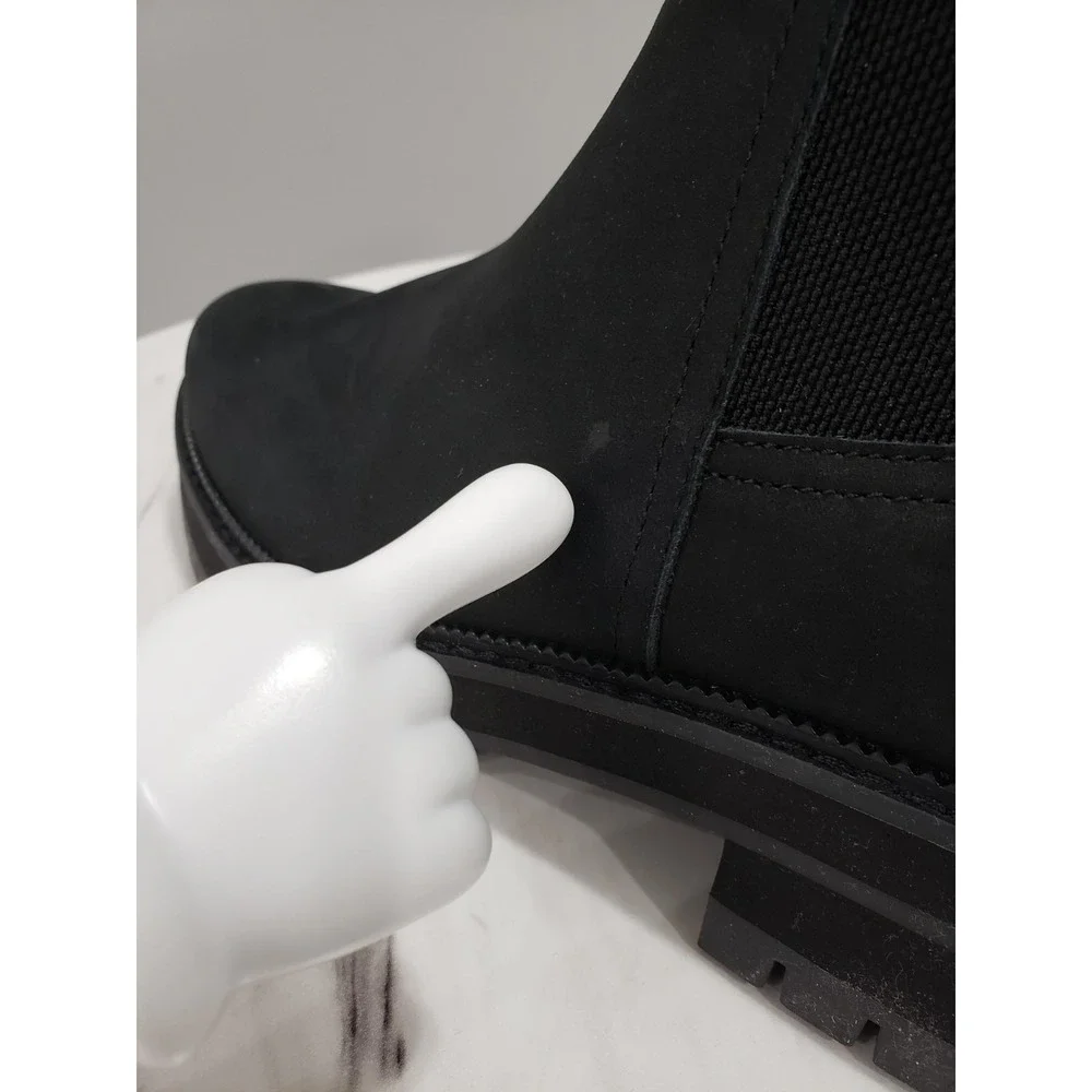 NEW NO BOX TOMS Bennet Boots Size 7 Black Nubuck Leather Water Resistant Chelsea